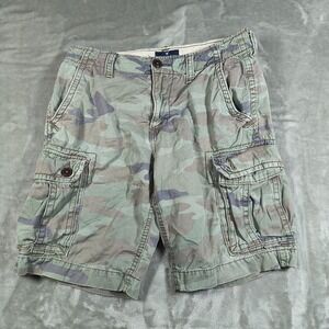 American Eagle Cargo Shorts Mens 30 Camo Faded Distressed Military Skater Y2K